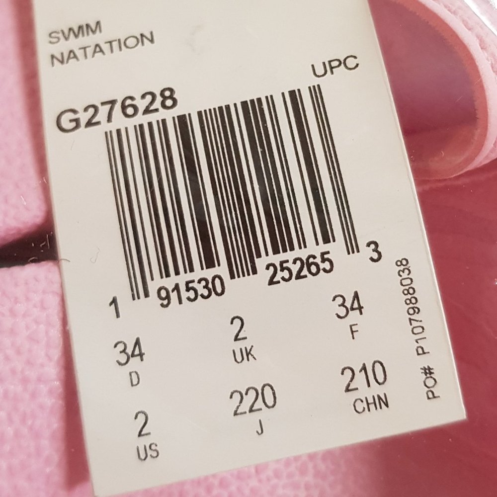 Adidas Girls Adilette Pink Slide Sandals With White Stripes - Picture 6 of 6